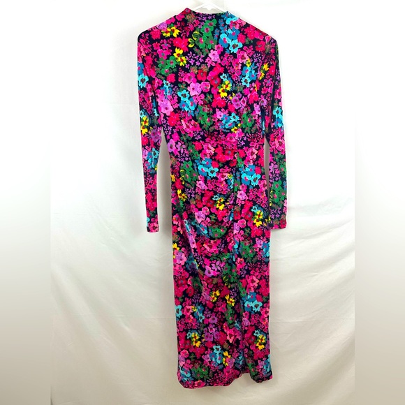 FUTURE COLLECTIVE Floral Long Sleeve Mock Neck Ruched Dress Kahlana B. Brown - Picture 8 of 11